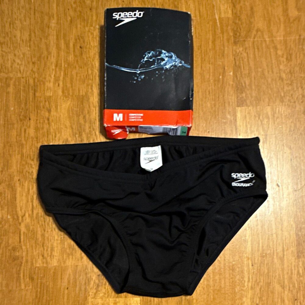 Speedo Endurance+ Men’s Swim Briefs Solid Black Size 34 MPN 8805012001